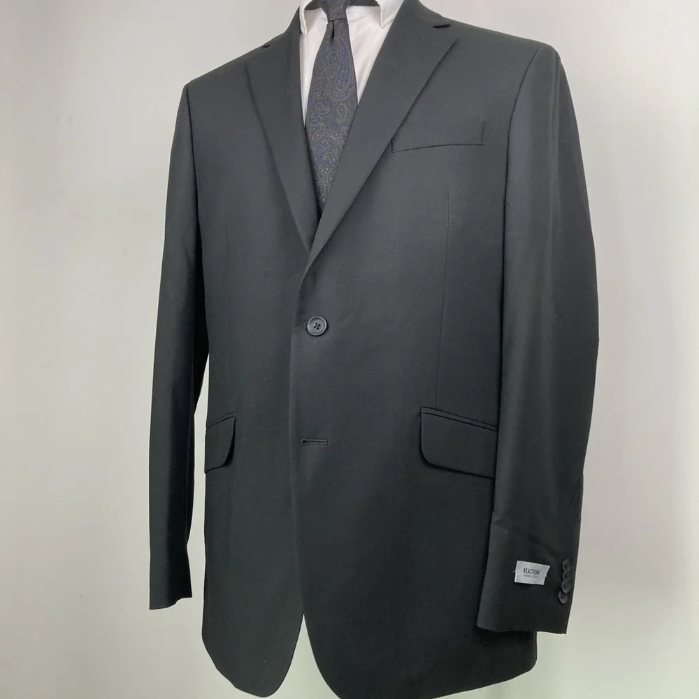 Kenneth Cole Men's Slim Fit 2-pc Suit Black Stretch Jacket 44R Pants 37W 33L